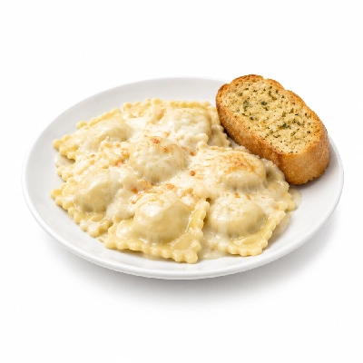 Barro's Pizza Pasta Ravioli with Mozzarella Cheese White Garlic Bread