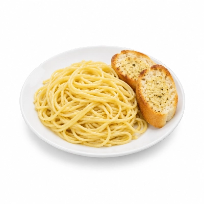 Barro's Pizza Pasta Spaghetti with White Garlic Bread