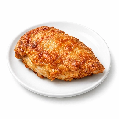 Batter fried chicken breast meat and skin