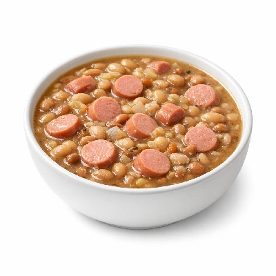 Bean soup with frankfurters