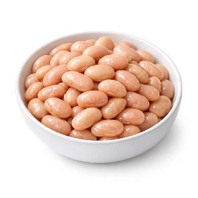 Beans pink mature seeds cooked boiled with salt