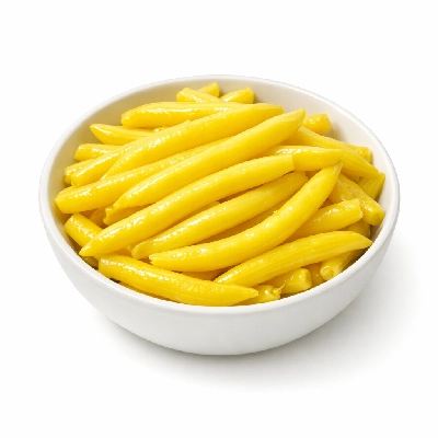 Beans snap yellow frozen cooked boiled drained with salt