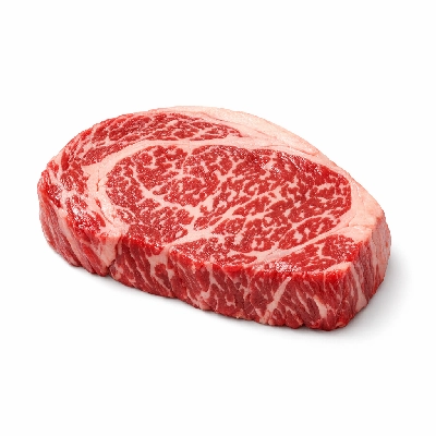 Beef australian wagyu rib small end steak roast boneless separable lean only aust. marble score 9 raw