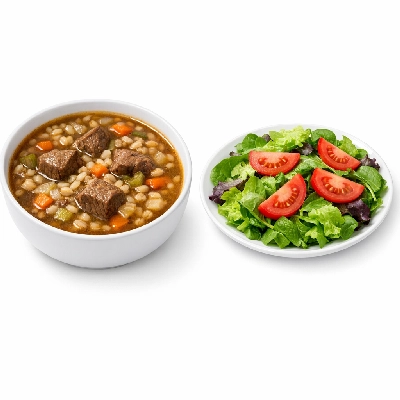 Beef & Barley Soup with Tossed Salad