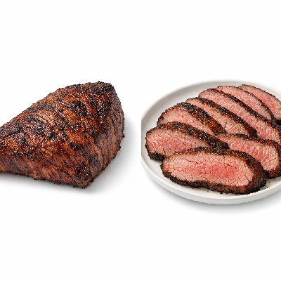 Beef bottom sirloin tri-tip roasted trimmed to 0" fat all grades