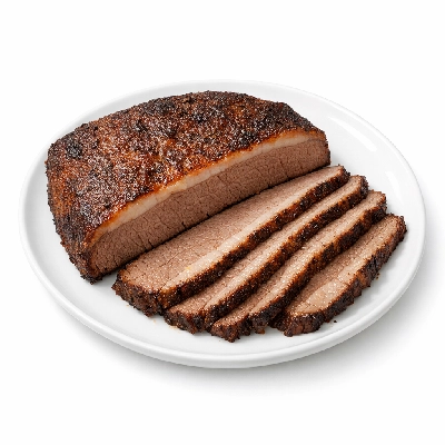 Beef brisket flat half separable lean and fat trimmed to 0" choice cooked braised