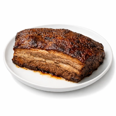 Beef brisket flat half separable lean and fat trimmed to 0" select cooked braised