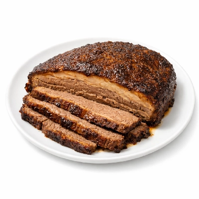Beef brisket flat half separable lean and fat trimmed to 1/8" choice cooked braised