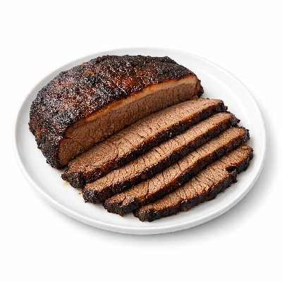 Beef brisket flat half separable lean only trimmed to 1/8" fat all grades cooked braised
