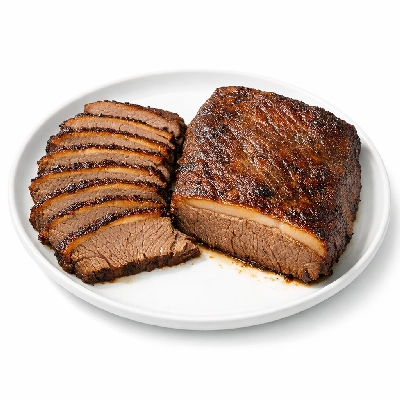 Beef brisket flat half separable lean only trimmed to 1/8" fat select cooked braised