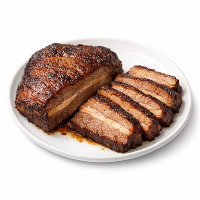 Beef brisket point half separable lean and fat trimmed to 1/4" all grades cooked braised