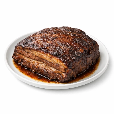 Beef brisket whole separable lean and fat trimmed to 0" all grades cooked braised