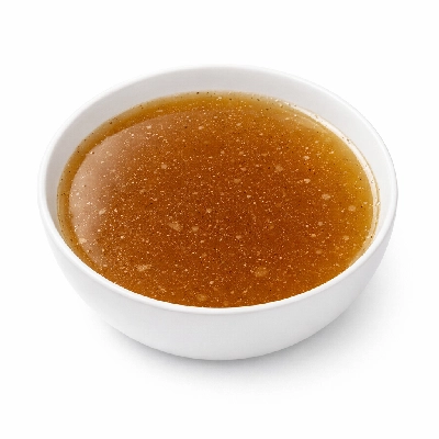 Beef broth prepared from dry cubes