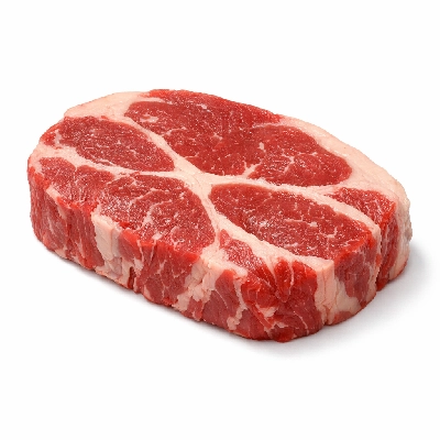 Beef chuck blade roast separable lean and fat trimmed to 1/2" prime raw top steak