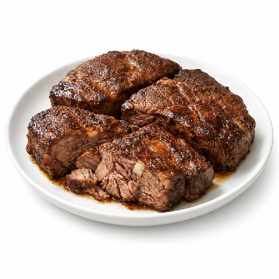 Beef chuck blade roast separable lean and fat trimmed to 1/4" select cooked braised top steak
