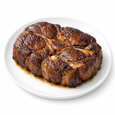 Beef chuck blade roast separable lean and fat trimmed to 1/8" choice cooked braised top steak