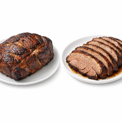 Beef chuck clod roast separable lean and fat trimmed to 1/4" usda choice cooked roasted