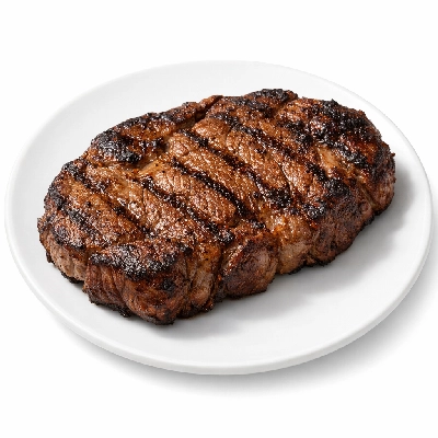 Beef chuck eye steak boneless separable lean and fat trimmed to 0" select cooked grilled