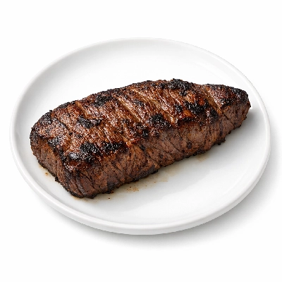Beef chuck mock tender steak separable lean and fat trimmed to 0" usda choice cooked broiled