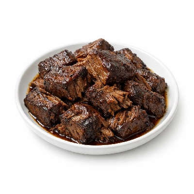 Beef chuck short ribs boneless separable lean and fat trimmed to 0" select cooked braised