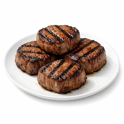 Beef chuck shoulder clod tender medallion separable lean and fat trimmed to 0" all grades cooked grilled medallions teres major