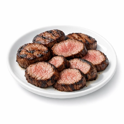 Beef chuck shoulder clod tender medallion separable lean only trimmed to 0" fat choice cooked grilled medallions teres major