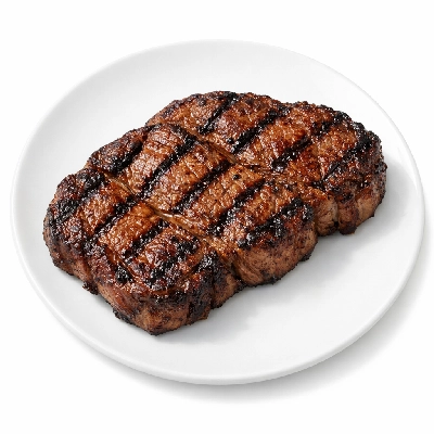 Beef chuck under blade center steak boneless denver cut separable lean and fat trimmed to 0" choice cooked grilled