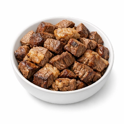 Beef composite of trimmed retail cuts separable lean and fat to 0" all grades cooked