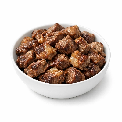 Beef composite of trimmed retail cuts separable lean and fat to 1/4" choice cooked