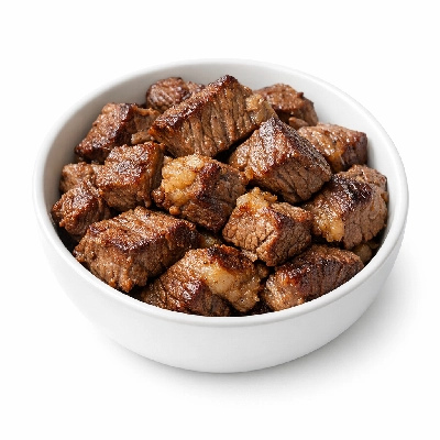 Beef composite of trimmed retail cuts separable lean and fat to 1/4" select cooked