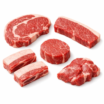 Beef composite of trimmed retail cuts separable lean and fat to 1/8" choice raw