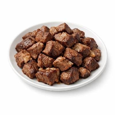 Beef composite of trimmed retail cuts separable lean and fat to 1/8" prime cooked