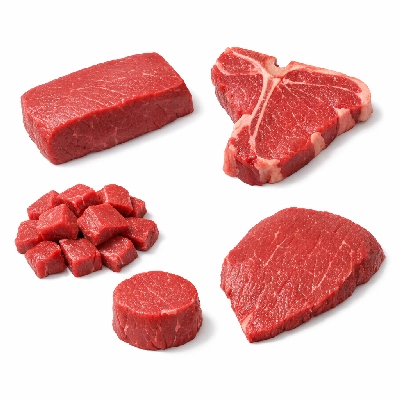 Beef composite of trimmed retail cuts separable lean only to 1/4" fat select raw