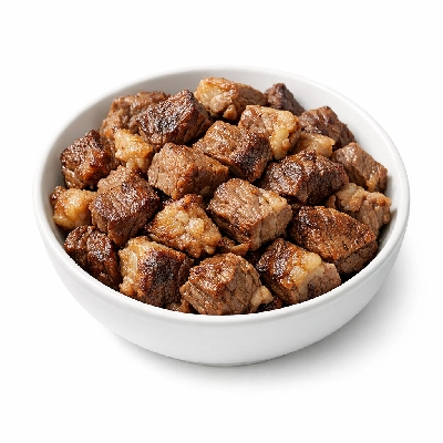 Beef composite of trimmed retail cuts separable lean and fat to 1/4" all grades cooked