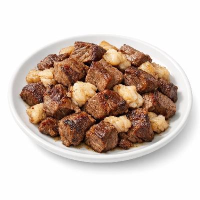 Beef composite of trimmed retail cuts separable lean and fat to 1/8" all grades cooked