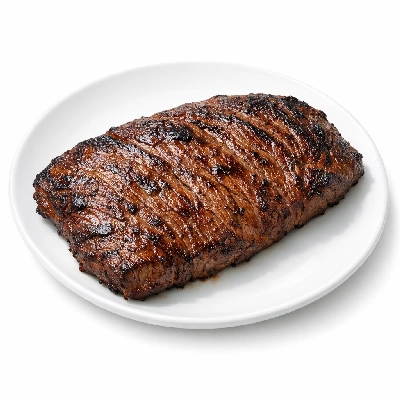 Beef flank steak broiled trimmed to 0" fat