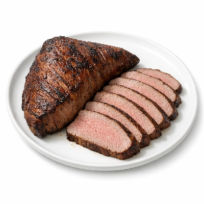 Beef loin bottom sirloin butt tri-tip roast separable lean only trimmed to 0" fat all grades cooked roasted