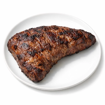 Beef loin bottom sirloin butt tri-tip steak separable lean and fat trimmed to 0" all grades cooked broiled