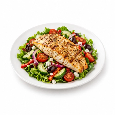 Beef 'O' Brady's Lighter Side Mediterranean Salad with Grilled Lemon Pepper Fish
