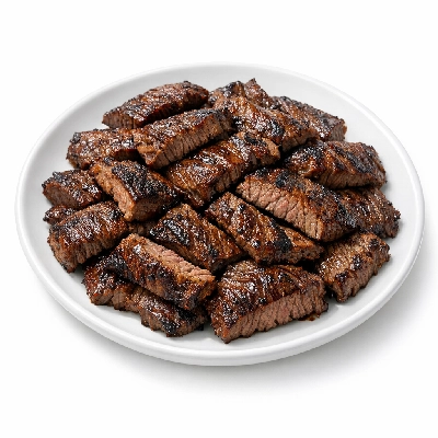 Beef plate inside skirt steak separable lean only trimmed to 0" fat all grades cooked broiled