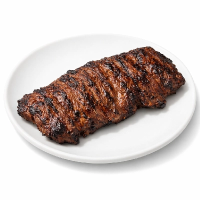 Beef plate steak boneless inside skirt separable lean only trimmed to 0" fat select cooked grilled