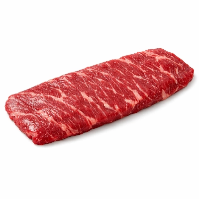 Beef plate steak boneless outside skirt separable lean and fat trimmed to 0" all grades raw