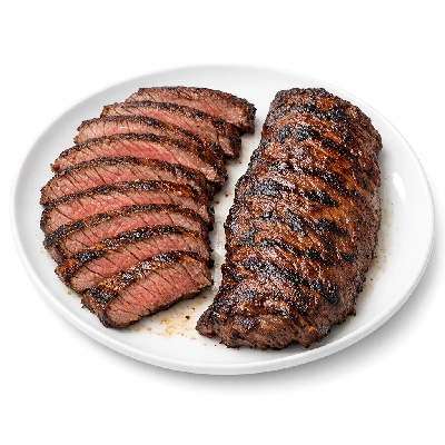 Beef plate steak boneless outside skirt separable lean and fat trimmed to 0" select cooked grilled