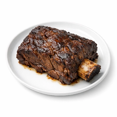 Beef rib back bone-in separable lean only trimmed to 0" fat all grades cooked braised