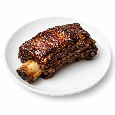 Beef rib back bone-in separable lean only trimmed to 0" fat choice cooked braised