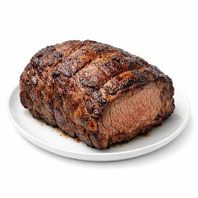 Beef rib eye roast boneless lip-on separable lean only trimmed to 1/8" fat select cooked roasted
