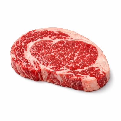 Beef rib eye small end ribs 10-12 separable lean and fat trimmed to 0" choice raw delmonico ribeye
