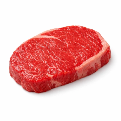 Beef rib eye steak boneless lip off separable lean only trimmed to 0" fat all grades raw