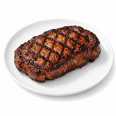 Beef rib eye steak boneless lip off separable lean only trimmed to 0" fat choice cooked grilled