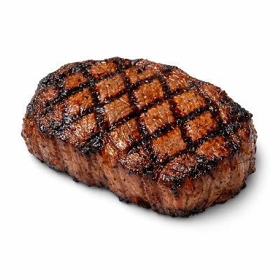 Beef rib eye steak boneless lip off separable lean only trimmed to 0" fat select cooked grilled